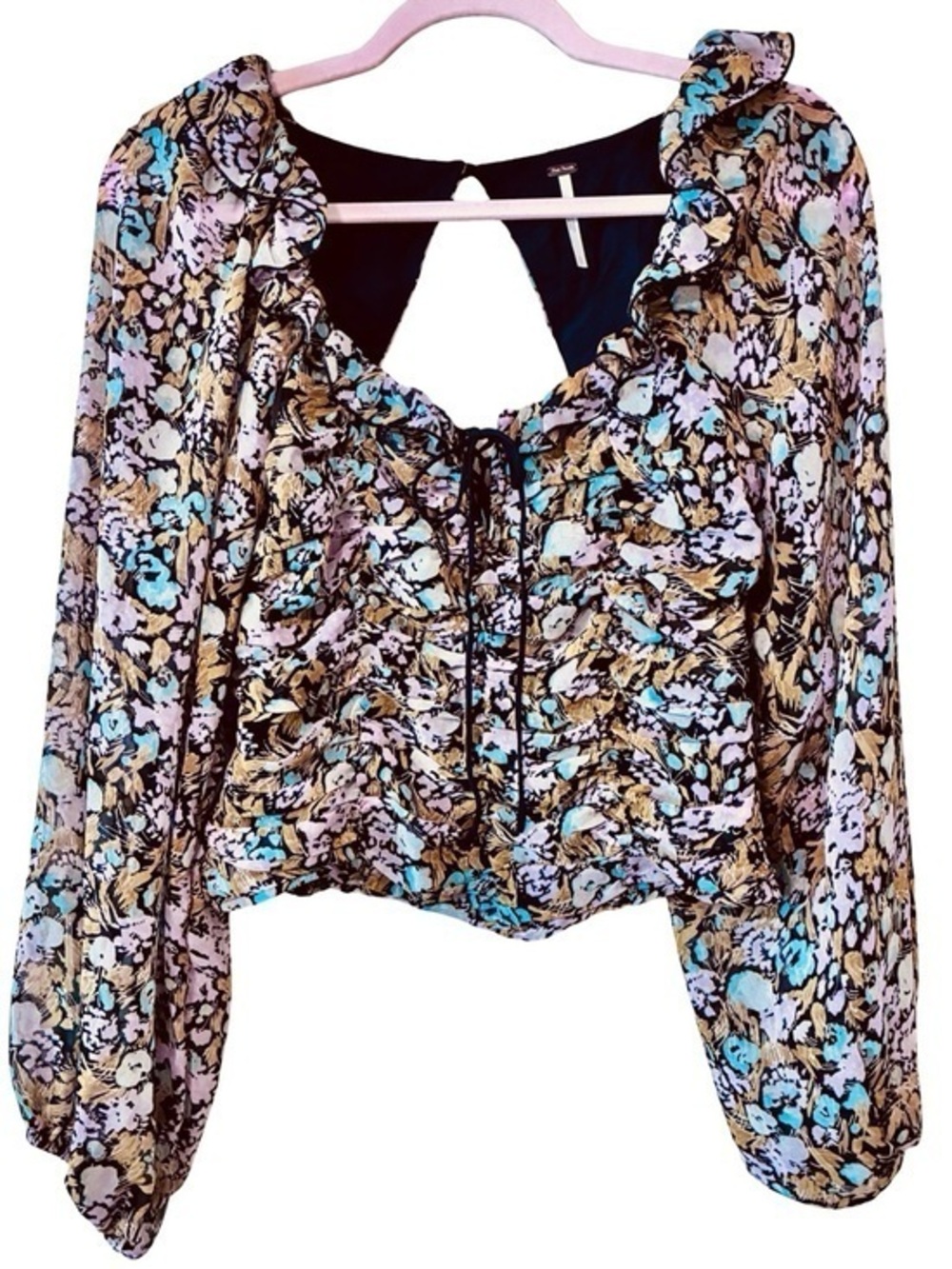 NWT FREE PEOPLE Mabel Floral Smocked Blouse, Size Extra Small.